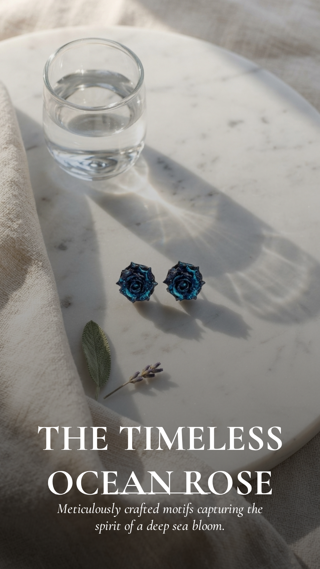 Ocean Blue Rose Butterfly Earrings