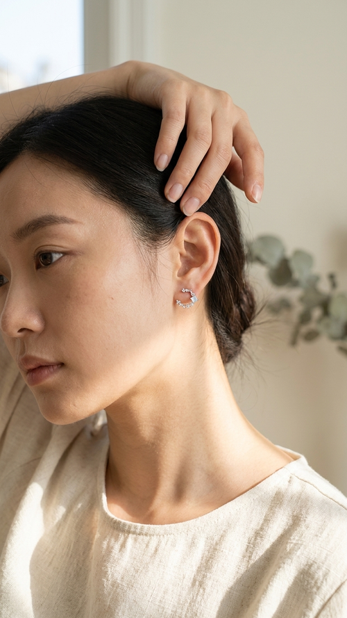 Crystal curved earrings
